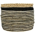 thumbnail image 4 of Northlight Set of 3 Tan and Black Striped Seagrass Storage Baskets with Braided Trim 17", 4 of 6