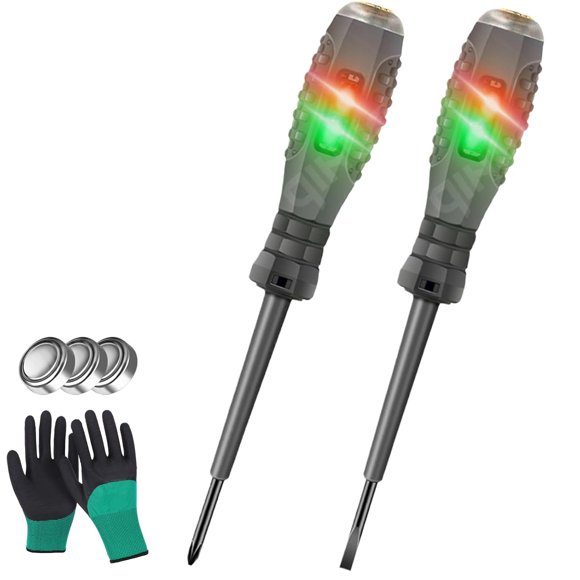 2-in-1 High Torque Strong Magnetic Screwdriver Electricity Detector, High Torque Alloy Dual Light Color Light Measuring Electric Pen, with Neon Light Display (Mix)
