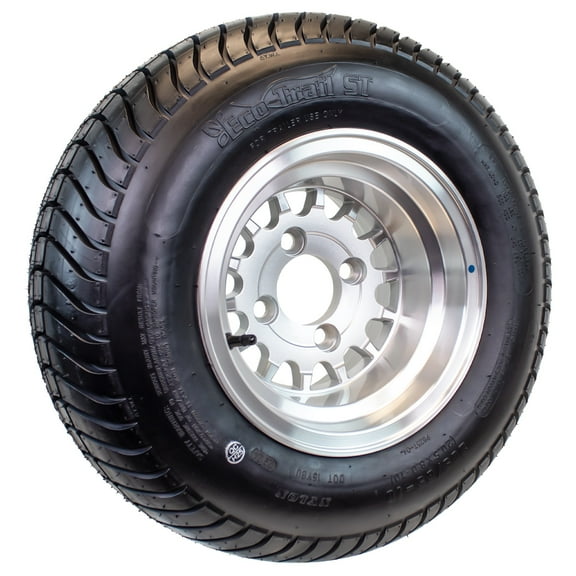 eCustomrim 205/65-10 Trailer Golf Cart ATV Offroad Tire On 10X7 Gloss Silver Rim C2