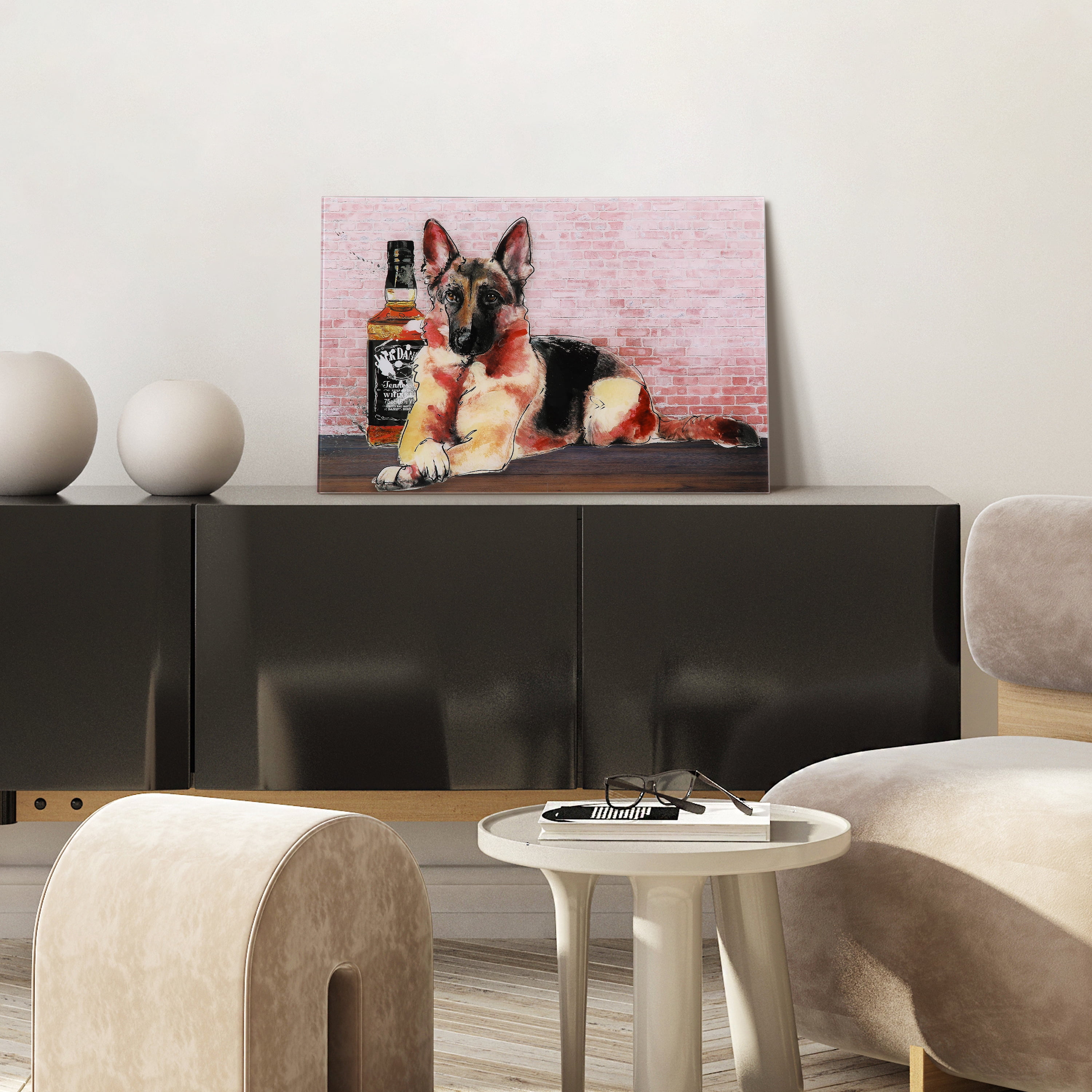 Empire Art Direct German Jack Frameless Free Floating Tempered Glass Panel Graphic Dog Wall Art, 24" x 16", Ready to Hang