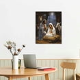 thumbnail image 2 of JEUXUS Christmas Wall Art Canvas Print,Nativity Scene Picture Jesus in a Manger Paninting Artwork Stretched and Framed Ready to Hang for Wall Decor 16x20 in, 2 of 4
