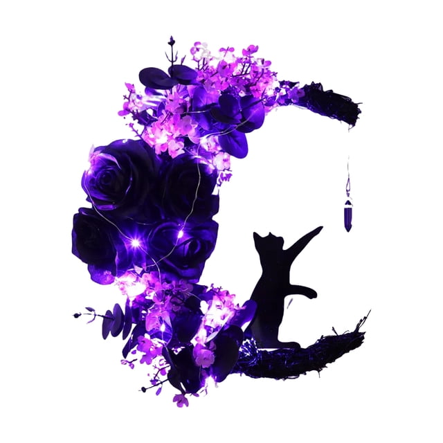 Cateissary Guirnalda navideña única, decoración hecha a mano para días festivos, guirnalda para puerta de entrada, decoración navideña Jardín y Patio B con luz