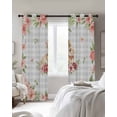 thumbnail image 2 of Easter Bunny Black Out Curtains 84 Inch Long for Living Room, Spring Watercolor Pink Flower Grey Plaid Blackout Curtain Shade Thermal Insulated Window Curtains Grommet Drapes 42"x84" 2 Panels, 2 of 8
