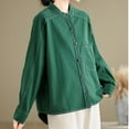 thumbnail image 6 of Craaazy Button Down Shirts For Women Twill Solid Color Long Sleeved Shirt Gifts For Women, 6 of 6