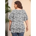 thumbnail image 3 of MODERN GOOSE Plus Size Clothes for Women Double Ruffle Short Sleeve Grey Sakura 2X Tunic Shirt Summer Tops Loose Fitting Clothing, 3 of 11