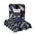 thumbnail image 5 of Cozy Tyme Blanc Faux Feather Fur Throw 50"x60", Navy, 5 of 10