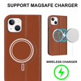 thumbnail image 2 of Funda antirrobo con cierre magnético para iPhone 13 Mini, compatible con carga magnética, piel sintética y TPU, diseño tipo cartera, ranuras para tarjetas, 2 of 5
