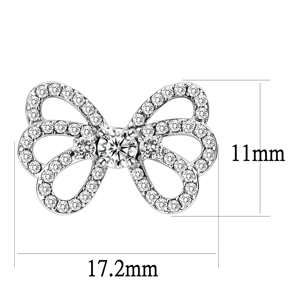 Women's Stainless Steel High polished CZ Clear Earrings