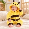 thumbnail image 6 of CUZIBR Bee Boy Girl Fuzzy Onesie Halloween Animal Romper Jumpsuit Hooded Zip Up Long Sleeve Cute Dress-up Party Clothes,Yellow,0-1 Months, 6 of 8