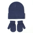 thumbnail image 1 of FAOWME Baby Knitted Hat And Glove Set Versatile Solid Color Fall Children Wool Pullover Hat Navy M, 1 of 2
