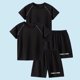 thumbnail image 4 of Odeerbi Conjunto Deportivo de Niños de 2 Paquetes Con Rayas Reflectantes, Trajes Deportivos de Secado Rápido Transpirable, Conjunto de Pantalones Cortos de Camiseta de 2 Piezas, 5-12 Años, 4 of 8