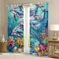 thumbnail image 2 of Erosebridal Animal Dolphin Curtains for Living Room,Underwater World 30%-50% Blackout Curtains Set of 2 (38x45),Ocean Decoration, 2 of 6