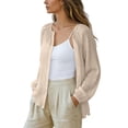 thumbnail image 6 of Cmfcve Long Sleeve Gauze Shirts for Women Collar Button Down Shirts Summer Sheer Mesh Beach Cover Up Tops, 6 of 8