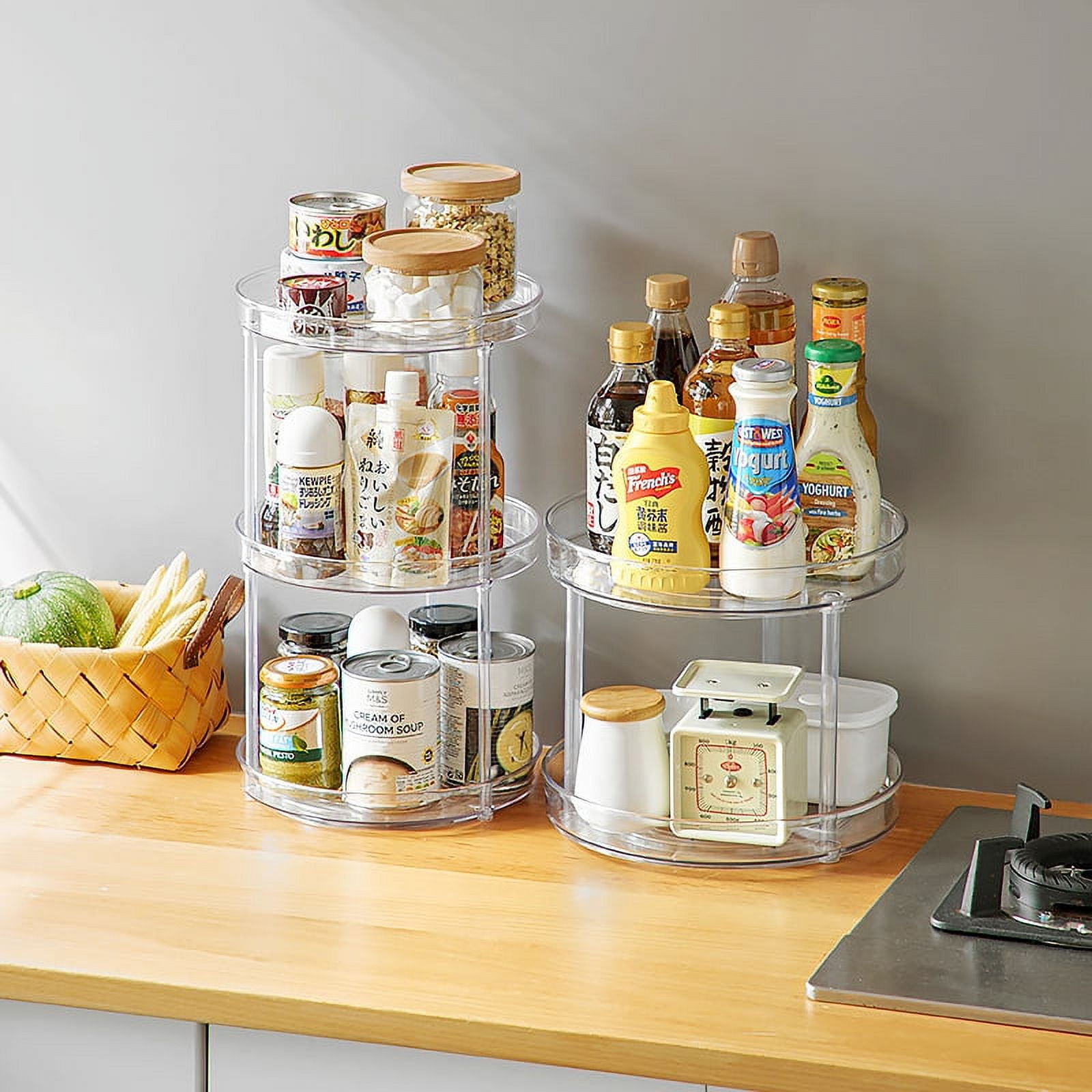 SUNFICON 3 Tier 9.2 Lazy Susan Organizer Rotating Storage Carousel for Kitchen Clear Walmart