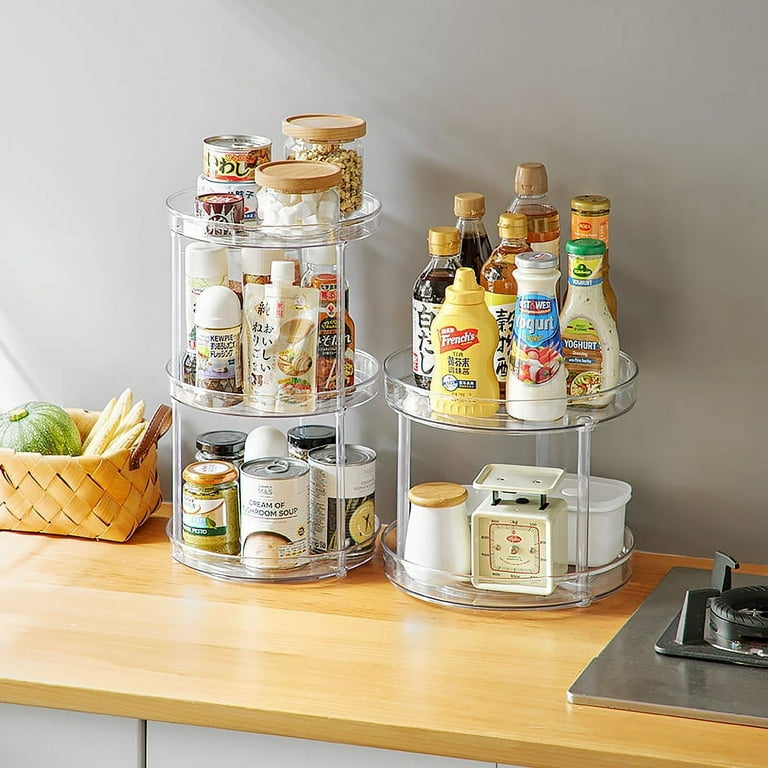 Turntable Organizer, 3-tier Rotating Kitchen Storage Rack With Non