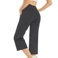 thumbnail image 3 of Capri Pants for Women Wide Leg High Waist Yoga Sweatpants with Pockets Causal Loose Pull On Lounge Pants Dark Gray M, 3 of 6