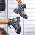 thumbnail image 6 of BRGZLK Cowboy Boots for Women Round Toe Chunky Heel Plaid Lace Up Punk Motorcycle Western Style Side Zip Comfort Ankle Booties Daily Winter 2026 Black 39, 6 of 9