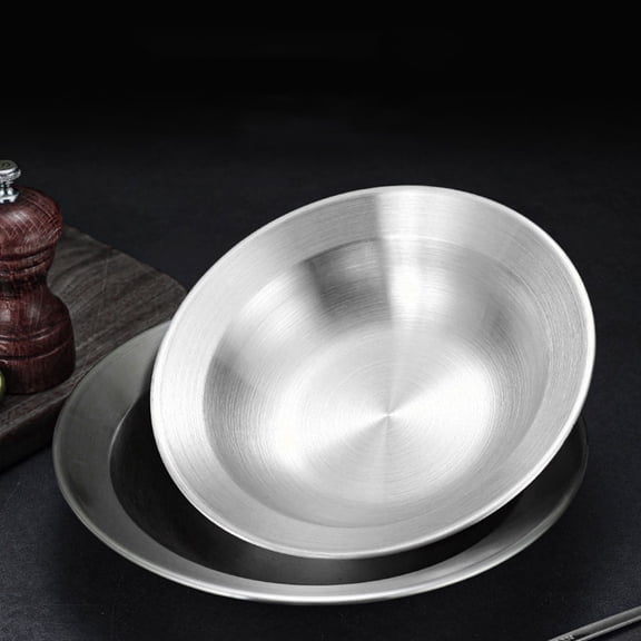OUNONA Stainless Steel Fruit Salad Bowl Set, Shallow Design, Kitchen Serving Dish for Families, 1 Piece
