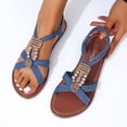 thumbnail image 6 of Women's Flat Sandals, Barefoot Sandals Women, Womens Sandals Dressy Summer: Comfortable Bohemian Flats Elastic Ankle Strap Walking Vacation Shoes 2026 Women Footwear, Blue 9, 6 of 6