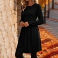 thumbnail image 5 of Ashirexll Casual Dresses for Women Winter Casual Pullover Long Sleeve Round Neck Solid Color Dress with Pockets, 5 of 7