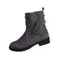 thumbnail image 2 of Wowcloth Women's Work Boots, Casual Retro with Side Zipper and Round Toe, Chunky Heel Lace-Up Design for Versatile Styling and Daily Fashion, 2 of 7