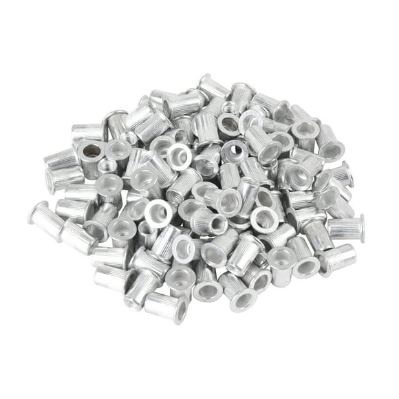 110 Pcs M6 Silver Tone Aluminum Alloy Car Auto Flat Head Rivet Nut Threaded Insert