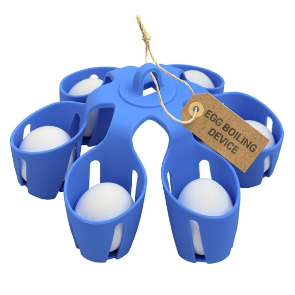 TheEggDropper Silicone Egg Boiling Gadget Cooks 6 Eggs at a Time Dishwasher Safe Hard Boiled Egg Holder Makes Hard or Soft Boiled Eggs No Mess Fits in a Drawer Kitchen Egg Storage Rack.