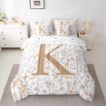 thumbnail image 2 of Homewish Girls Personalized Gifts 7pcs Bedding Comforter Set,Gold Letter K Queen Bedding Sets,Orange Purple Floral Queen Sheet Sets For Princess,Lightweight Room Decoration Reversible, 2 of 8