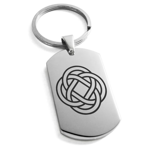 Stainless Steel Celtic Eternity Knot Engraved Dog Tag Keychain Keyring