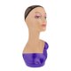 thumbnail image 1 of Cabeza de maniquí femenino con peluca y maquillaje completo para exhibición de sombreros y máscaras. Púrpura, 1 of 6