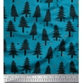 thumbnail image 1 of Soimoi Blue polyester Crepe Fabric Snow & Cedar Tree Print Fabric by the Yard 42 Inch Wide, 1 of 5
