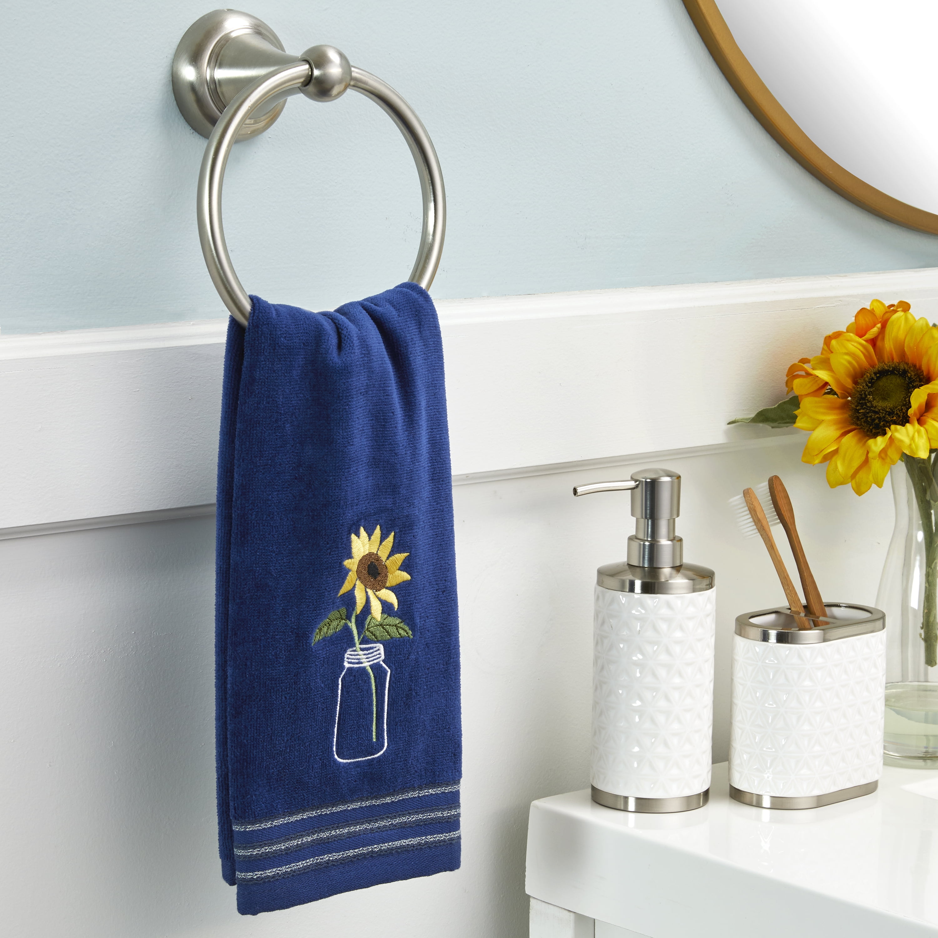 SKL Home Sunflower In Jar Hand Towel (2-Pack), Blue