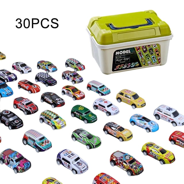 Mini Alloy Car Model Set with Storage Box Diecast Cars Toys for Boys Sliding Inertia Vehicle Children Toy Kit Kids Gifts 30PCS