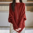 thumbnail image 2 of Oversized Batwing Sleeve Pullover Sweater Soft Comfortable Loose Fit Crewneck Long Sleeve Tunic Top For Casual Wear Elegant Versatile Knitted With Modern Design, 2 of 4