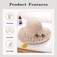 thumbnail image 5 of Women's Straw Hats Beach Sun Hats Foldable Sun Protection Beach Cap Flower Woven Sun Hat Wide Brim Hat Packable Bucket Hats, 5 of 6