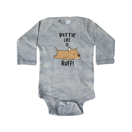 

Inktastic Pittie Life is RUFF! Pit Bull Tan Gift Baby Boy or Baby Girl Long Sleeve Bodysuit