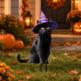 thumbnail image 3 of Halloween Garden Stake, Witch Hat Cat, Metal Yard Decor, 3 of 4