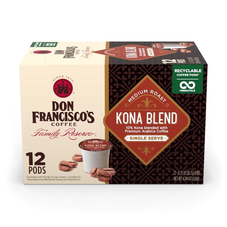 Kona Blend Coffee - 100 K-Cup Compatible Single-Serve Pods - 10% Hawaiian -  Recyclable through Terracycle - Compatible with Keurig Brewers - Walmart.com
