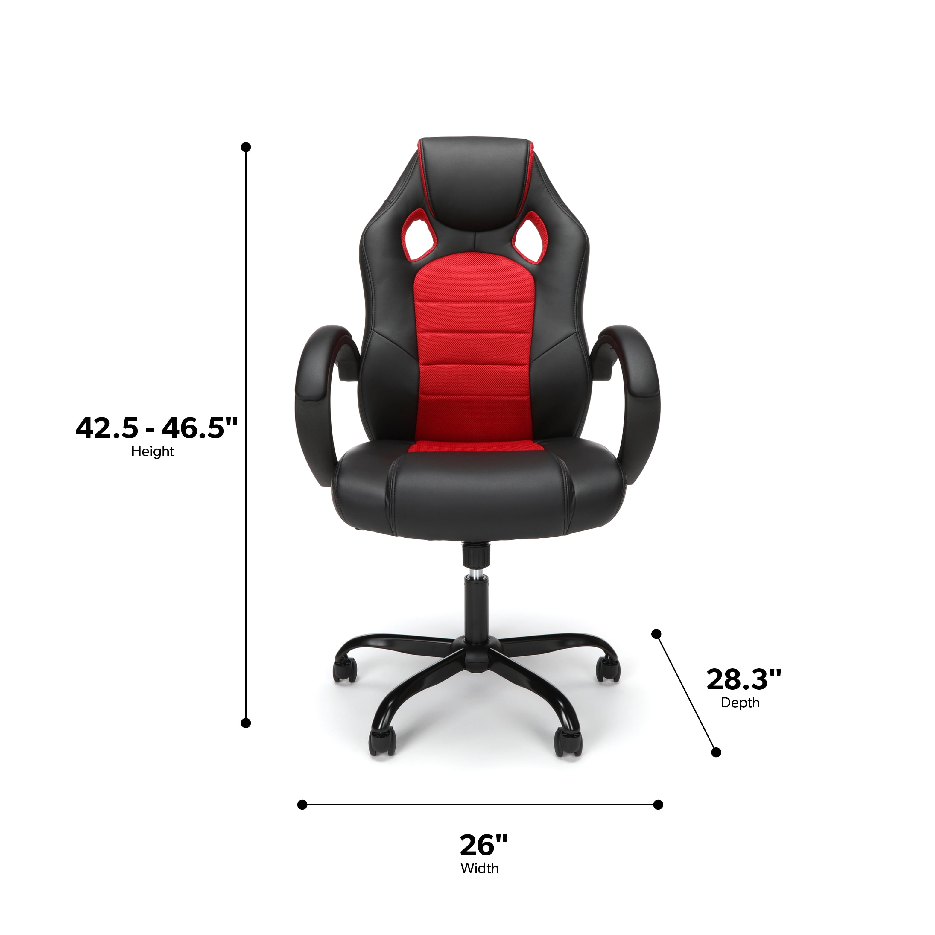 OFM Essentials Collection High-Back Gaming Chair, Padded Loop Arms, in Red (ESS-3083HB-RED)