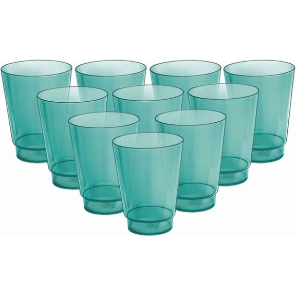 Acrimet Plastic Cup, Reusable, 10oz | 300ml, Tumbler Water, Machine Washable, Stackable Beverage Tumblers, Drinking Cup, Shatterproof, Durable (Green Color) (Set of 10)