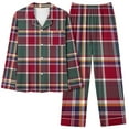 thumbnail image 2 of Charella Flannel Pajamas for Women Button Front Plaid Shirt and Pants Sleepwear Loungewear Set Red,4, 2 of 6