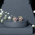thumbnail image 4 of Rosec Jewels Cat on Moon Earrings with Amethyst - AAA Quality - Real Amethyst Diamond Earrings - Jewelry Box Included, 18K Yellow Gold, 4 of 7