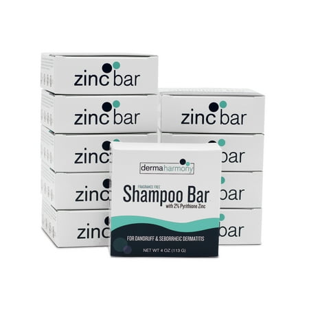 DermaHarmony 2% Pyrithione Zinc Dandruff & Seborrheic Dermatitis Shampoo Bar - Fragrance-Free - 4 oz (10 Bars)