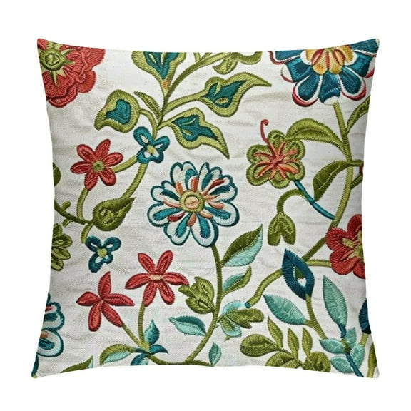 SHANXI Throw Pillow Covers Embroidery Floral Pattern Decorative Couch Pillows Case Cover for Sofa Bed Living Room Patio 12x12in