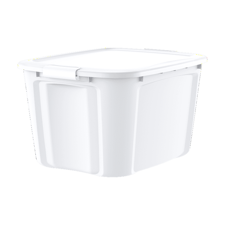 Bella Storage 20 Gallon White Plastic Latching Lid Tote Set of 6