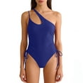 thumbnail image 2 of PNTUTB 2026 Summer Women's Swimwear Backless Bikini Bathing Suit Side Drawstrings Solid-Color Asymmetrical One-Shoulder One-Piece Swimsuit, 2 of 6