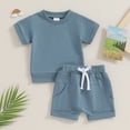 thumbnail image 5 of Douhoow Summer Toddler Baby Boys Clothes 6 12 18 24 Months 3 Years Solid Color Short Sleeve T-Shirt Shorts 2Pcs Casual Outfit, 5 of 9