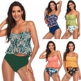 thumbnail image 1 of Women Ruffle Skirt Bikini  Split 2-Piece High Waist Drawstring Cross Front Bikini Beach Clothes, 1 of 10