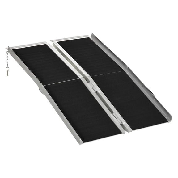 Wheelchair Ramp Portable, 4ft Folding Handicap Ramp for Home - Threshold Ramp for Scooters, Bikes - 594lbs Capacity Black Aluminum