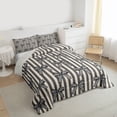 thumbnail image 3 of jejeloiu Ribbon Bow Tie Twin Comforter Sets,Gray Beige Striped Bedding Set For Girl Teens Reversible 2-Piece, 3 of 8
